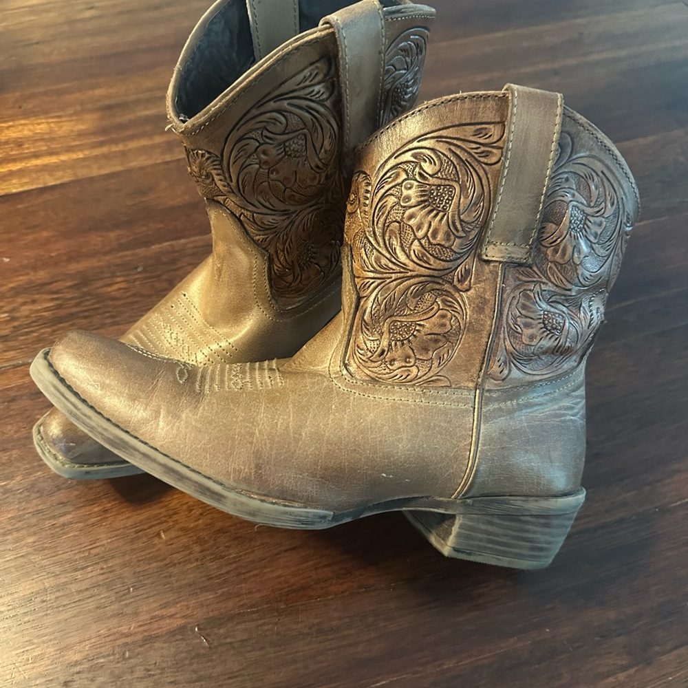 Roper Tan Western Boots with Embossed Design